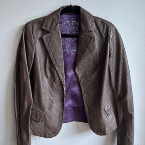 Danier Stylish Taupe Leather Cropped Jacket - Size S